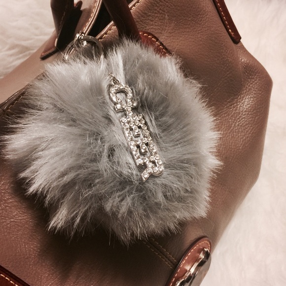 Grey Fur Pom Pom Key Fob/Bag Charm - Cheer - Picture 4 of 4