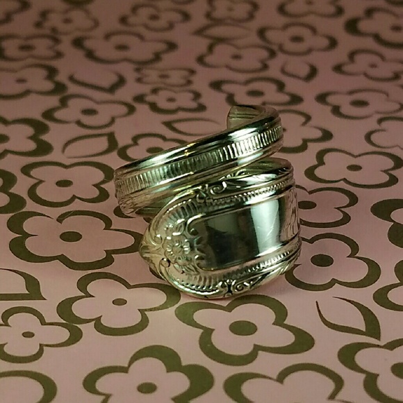 Elegant silver plated spoon ring