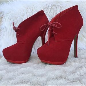 Red Platform Bootie Heels