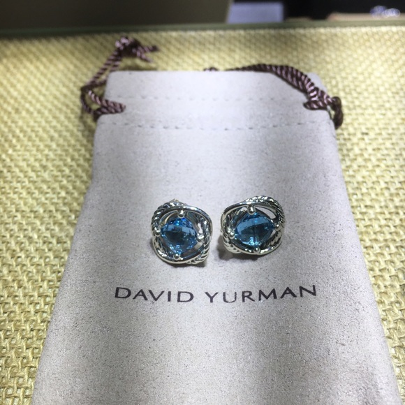 David Yurman Infinity Earrings with Blue Topaz