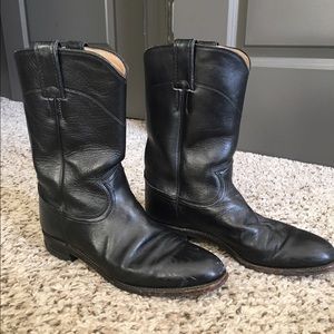 Black Leather Justin Boots