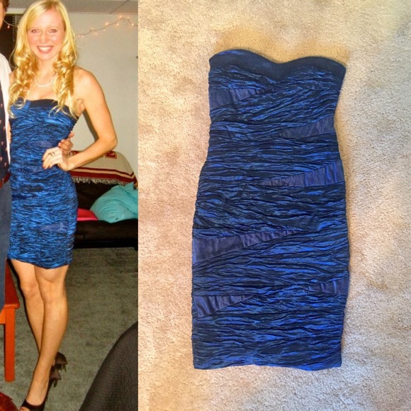 Strapless blue dress