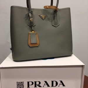 Sold Prada saffiano cuir leather double bag