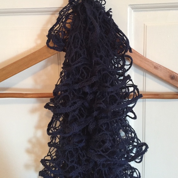 Navy Ruffle Handmade Scarf
