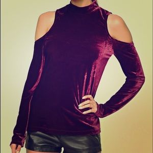 Velvet Open Shoulder Top