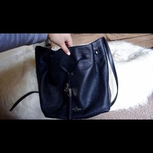 Black leather bucket bag