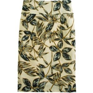 J. Crew RETAIL gold foil leaf pencil skirt