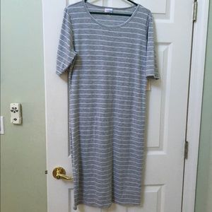 Lularoe XL Julia dress- grey/ white stripe