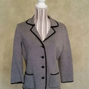 TALBOTS BLACK/WHITE TWEED KNIT JACKET