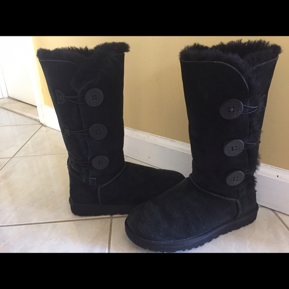 Tall Black Button UGGS