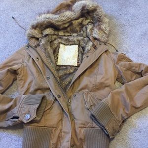 Abercrombie and Fitch fake fur bomber coat.
