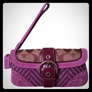 Coach Tweed Purple Multi Wristlet