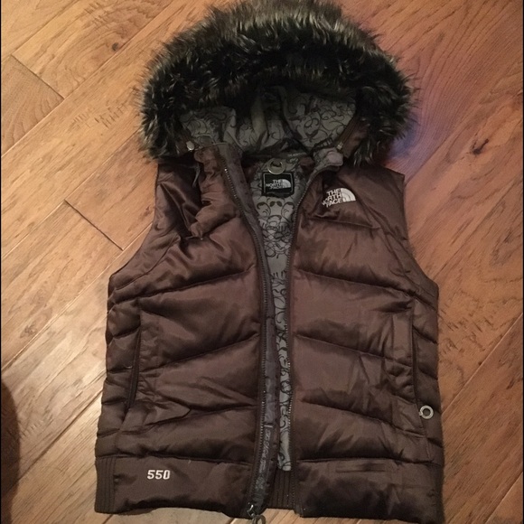 The North Face 550 down brown faux for hood vest