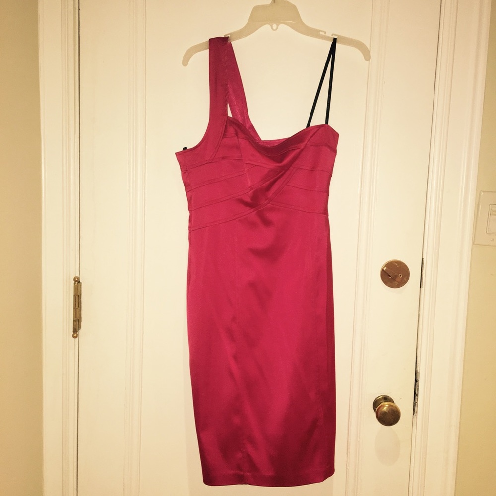 Raspberry Red David Meister cocktail dress.