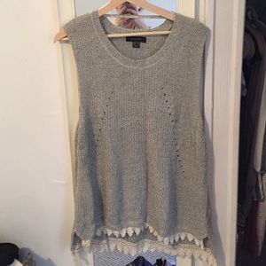 Sweater Tunic Tank w/ Lace Trim