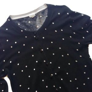 NWOT J. Crew Black Polka Dot Cardigan