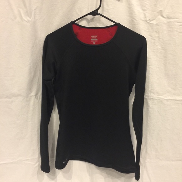 NIKE PRO COMBAT HYPERWARM L/S TOP SZ MED - BLACK