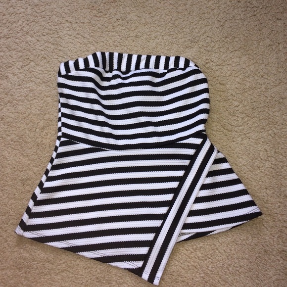 Asymmetrical striped sleeveless top