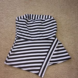 Asymmetrical striped sleeveless top