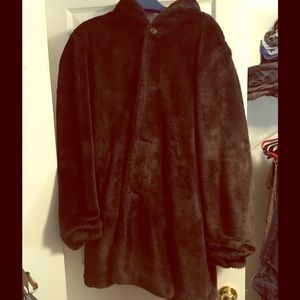Reversible faux fur coat