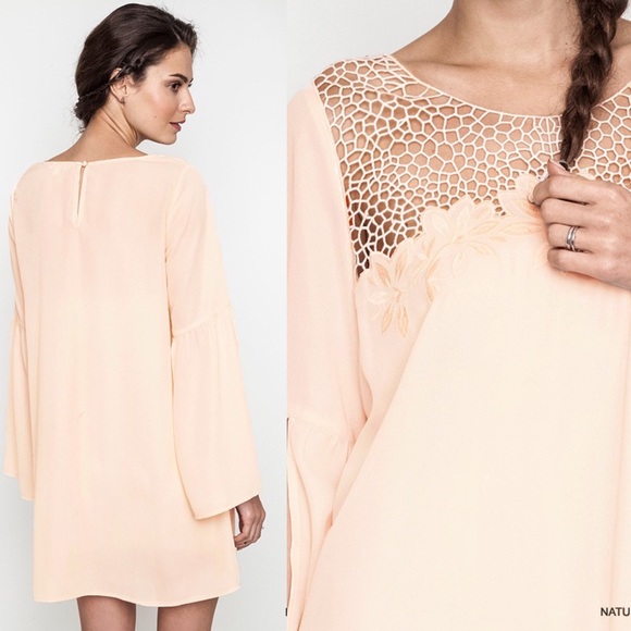 Slit Bell Sleeve Dress With Lace Detail - Picture 3 of 3