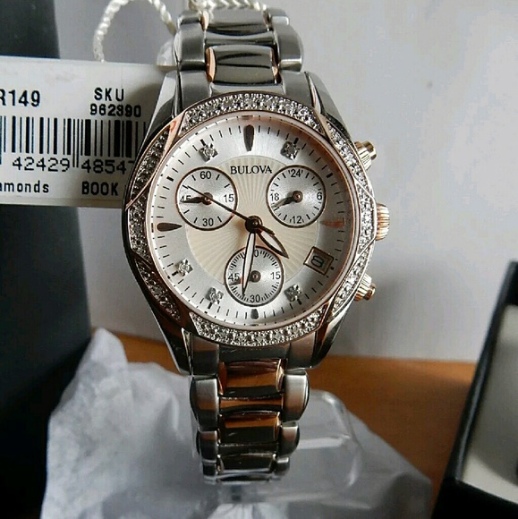 NWT Bulova $599 anabar diamonds Chronograph watch