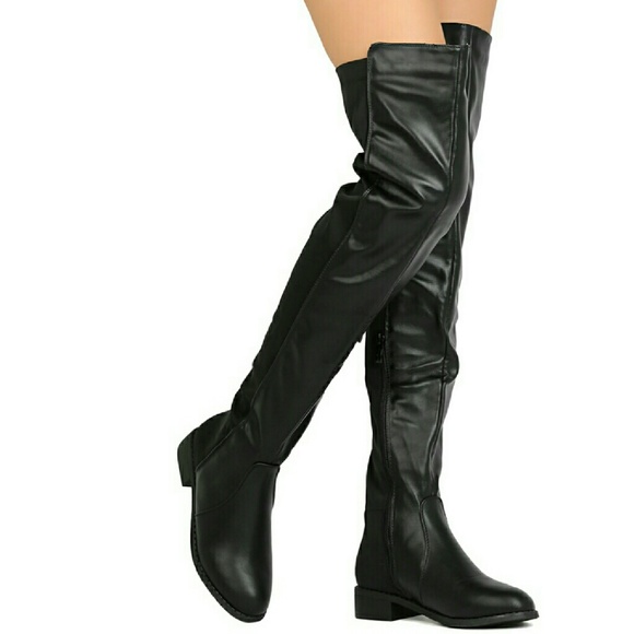 Black Stretch Thigh High Boots