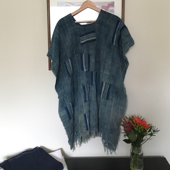 Vintage Handwoven Indigo Dyed Poncho