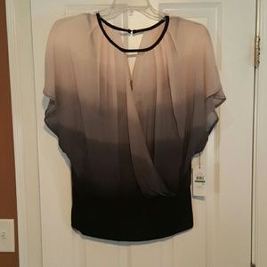 *NWT* Joseph A Short-sleeve Ombre Keyhole Blouse