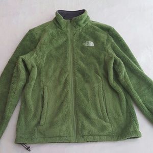 Green fuzzy North Face Jacket