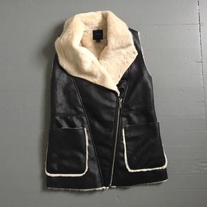 FAUX LEATHER AND SHEARLING VEST- SALE