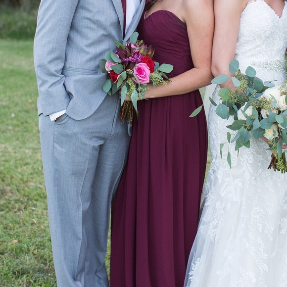 wine colored bill levkoff gown