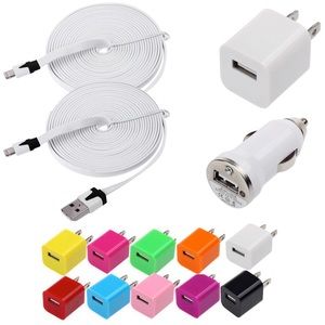 2x 8 Pin 10Ft. (3m) Flat USB Charging Cables