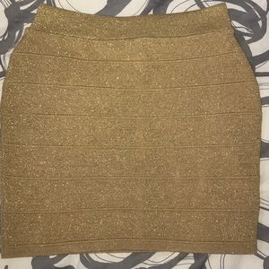 Gold Tight Skirt Bodycon Stretchable