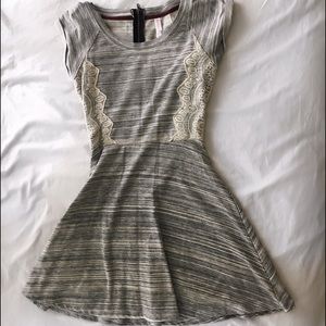 Marled grey and white fit and flare skater dress