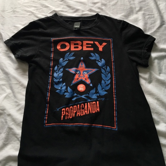 Obey Small Black Women's Short Sleeved T-Shirt