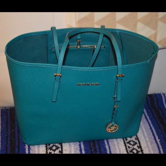 Michael Kors Jet Set Tote Blue Teal Green