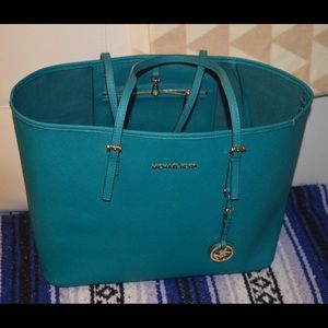 Michael Kors Jet Set Tote Blue Teal Green