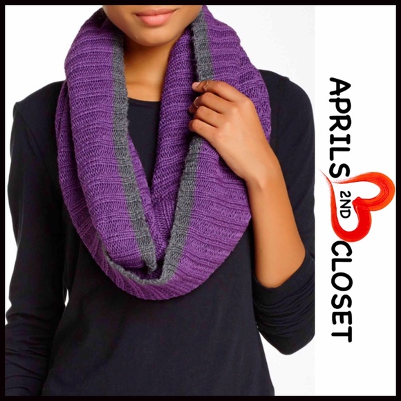 CHUNKY LUXE LONG PURPLE & GREY ETERNITY SCARF - Picture 4 of 5