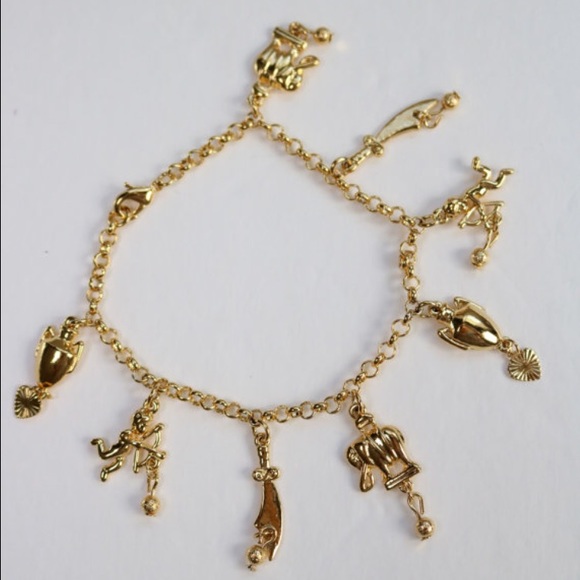 18k gold plated charm dangle bracelet.