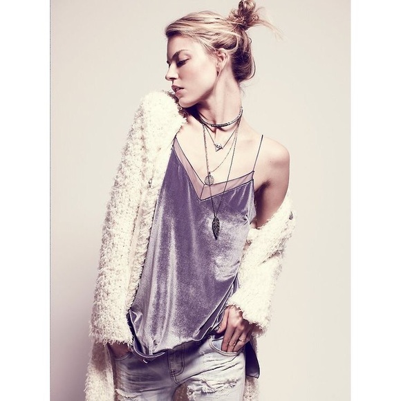 Free People Velvet Tank in Moonlight