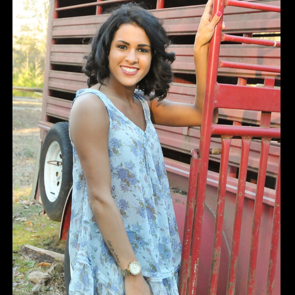 Paper Crane Blue Floral Sheer Oversize Tank🎀
