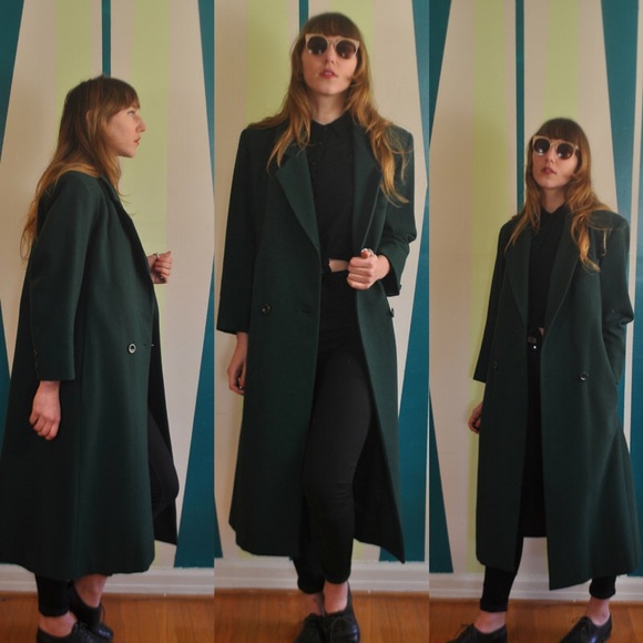 Beautiful Vintage Green Wool Swing Long Coat