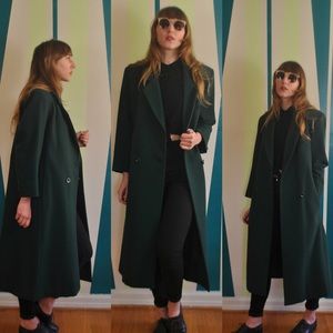 Beautiful Vintage Green Wool Swing Long Coat