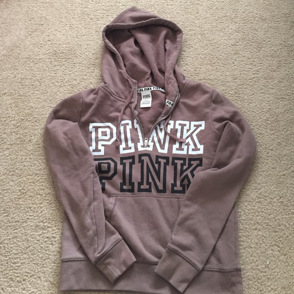 PINK Victoria's Secret Sweaters - Light brown Half zip up sweatshirt!!!