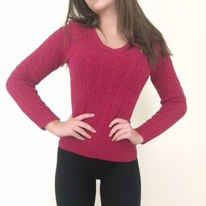 Fuchsia Ralph Lauren Sport V-neck Sweater