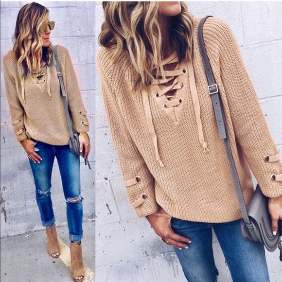 ALIA sweater tunic top DEEP BEIGE - Picture 2 of 4