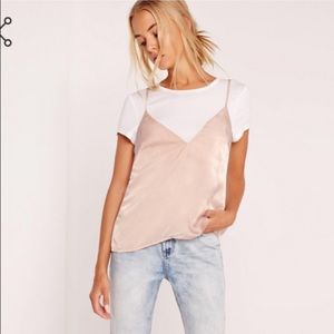 NWT t shirt cami overlay nude