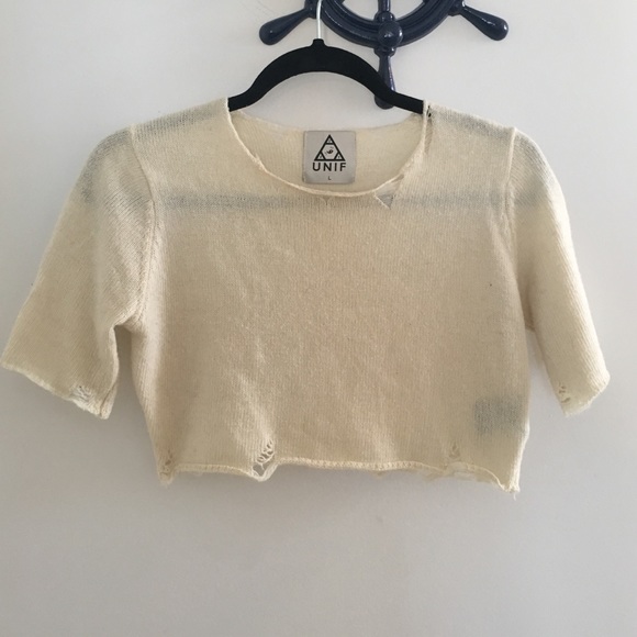 UNIF distressed knit crop top
