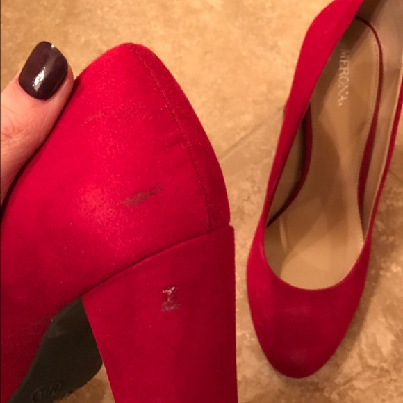 Merona Shoes - Round toe red chunky heel pumps Merona Shoes - Round toe red chunky heel pumps